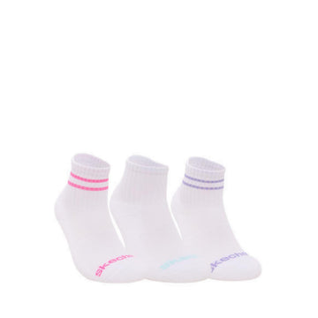 Skechers 3Pk 1/2 Terry High Qtr Crew Girls - White