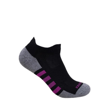 Skechers 3Pk Womens Extended Terry Low Cut W/ Double Heel Tab Socks - Grey / Black