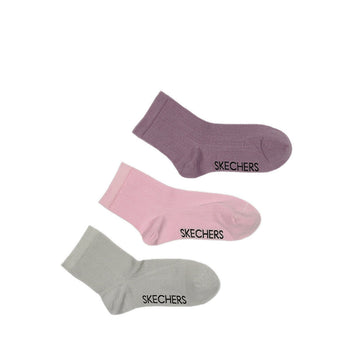 Skechers 3Pk Womens Non Terry Anklet Socks - Pink Combo