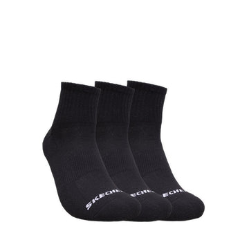 Skechers 3PK 1/2 Terry Qtr Crew Men Socks - Black