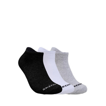 Skechers 3Pk Unisex Non Terry No Show Socks - White / Black