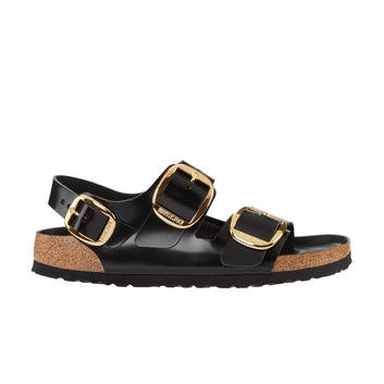 Milano Big Buckle High Shine Black Natural Leather Patent